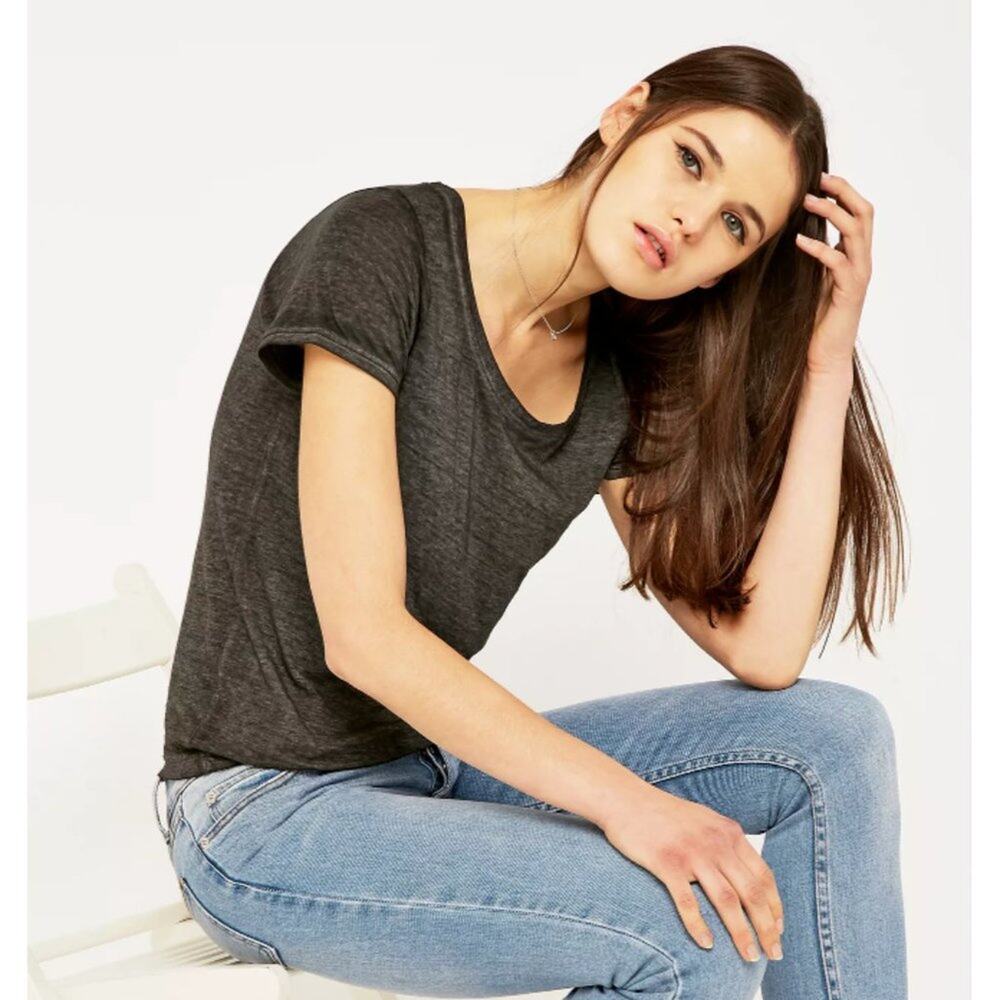 Urban Outfitters BDG Red Burnout Scoop Neck Short Sleeve Cotton & Rayon Top